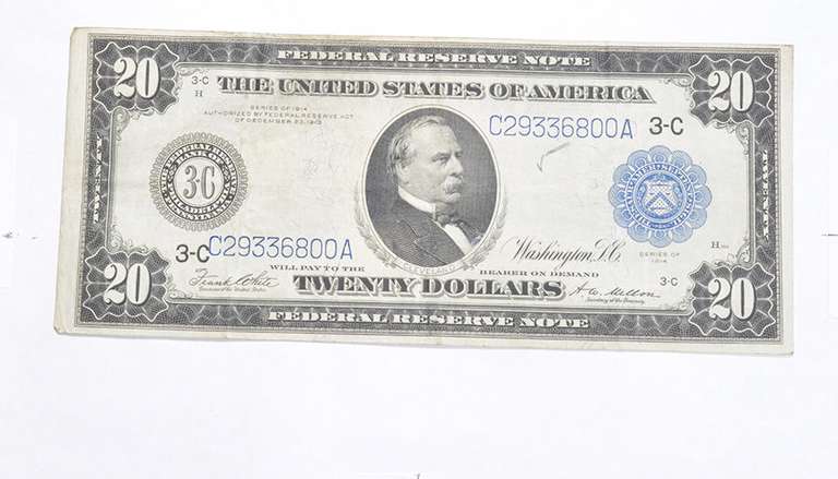 1914 $20.00 Philadelphia, PA. Federal Reserve Large Note
