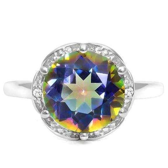 3.50 CT BLUE MYSTIC GEMSTONE & STERLING SILVER RING