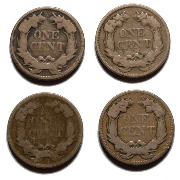 2 Each 1857 1858 Flying Eagle Cents