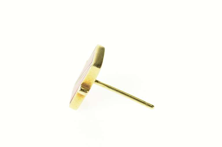 14K Yellow Gold Carnelian Inlay Squared Ornate Lapel Pin/Brooch