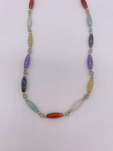 14kt Gold & Gemstone Station Necklace