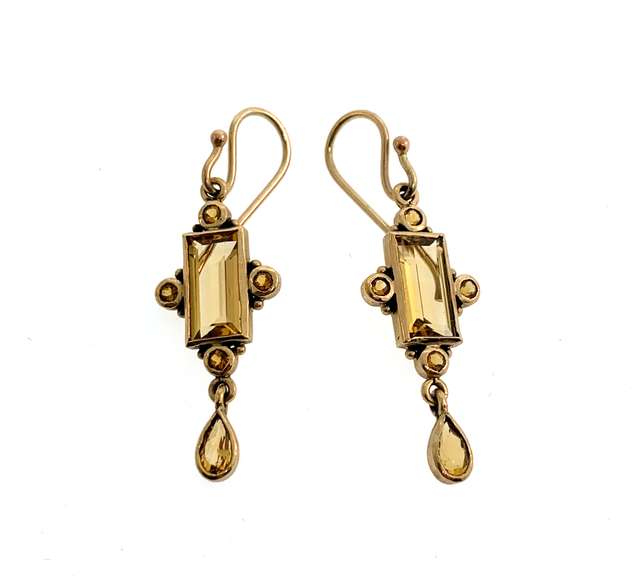 Flashy Vintage Citrine Handmade Earrings