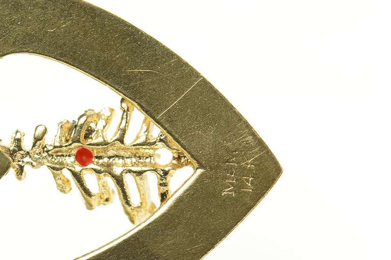 14K Yellow Gold Retro Pleated Heart Christmas Tree Charm/Pendant