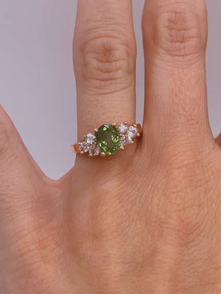 14kt Gold Green Amethyst & Sapphire Cocktail Ring