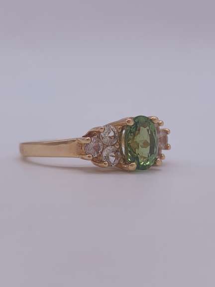 14kt Gold Green Amethyst & Sapphire Cocktail Ring
