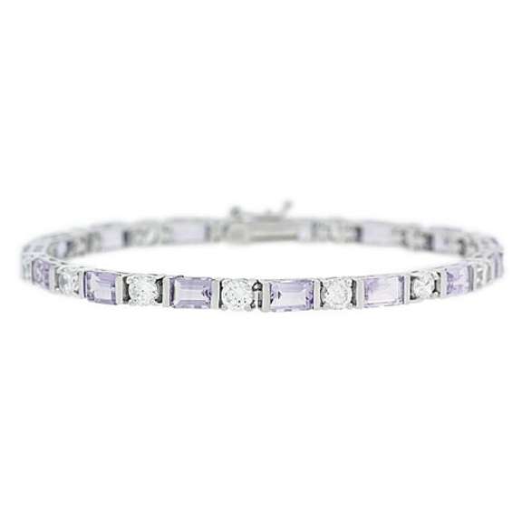 Sterling Silver 8.25 CT. TGW Genuine Amethyst and CZ Tennis Bracelet