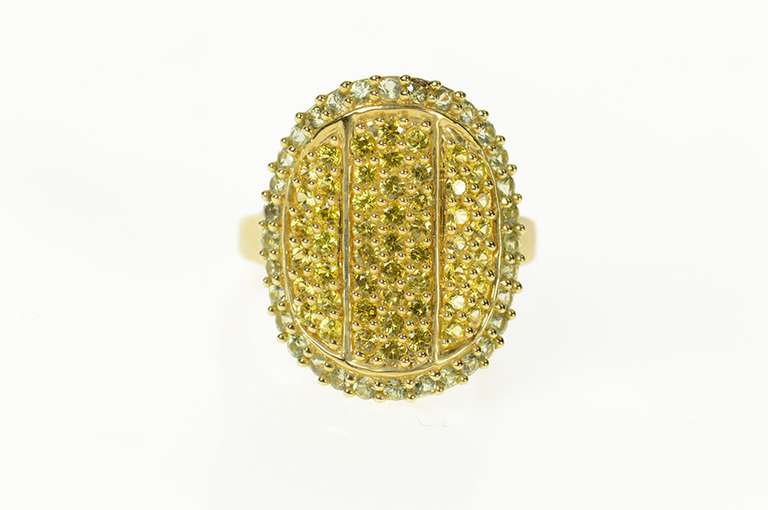 14K Yellow Gold Oval Pave Citrine Prasiolite Halo Statement Ring