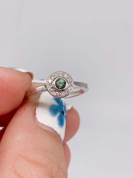 14kt Gold ,Green Sapphire, & Diamond Ring