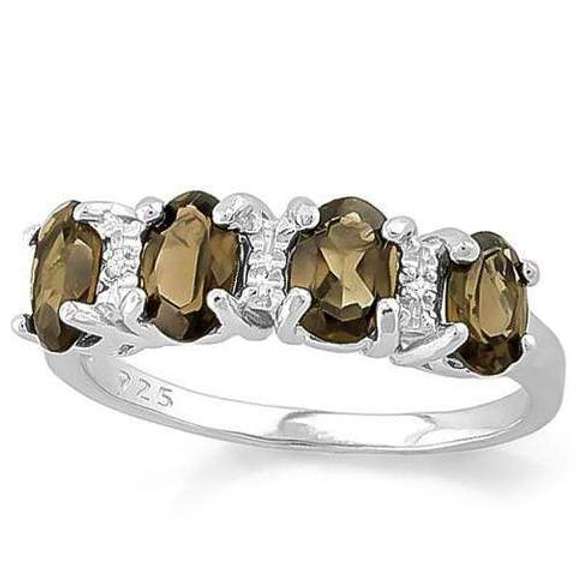 2 2/5 CARAT SMOKEY TOPAZ & STERLING SILVER RING