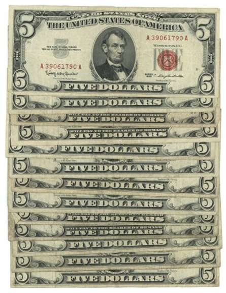 16 Great assorted 1953/63 $5 Red Seal Notes