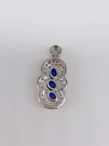 14kt Gold, Blue Sapphire & Diamond Pendant