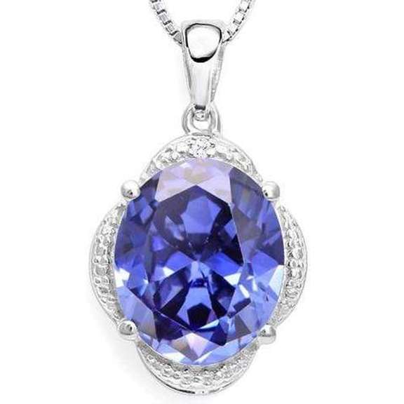 STERLING SILVER 8.10 CT LAB TANZANITE & PENDANT