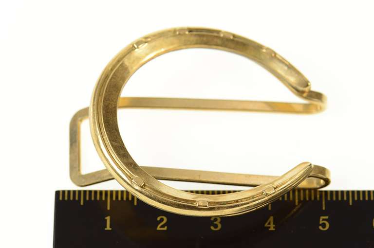 14K Yellow Gold Horse Shoe Lucky Retro 1960's Money Clip