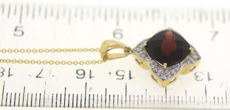 Fabulous Checkerboard Cut Garnet Yellow Gold Necklace