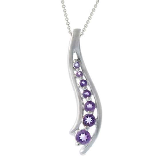 Sterling Silver Genuine Amethyst Journey Pendant