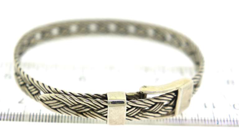Vintage Sterling Silver Belt Buckle Bangle Bracelet