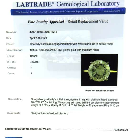 Show-Stopping 18kt YG 3.5CTW Round Cut Diamond Engagement Ring