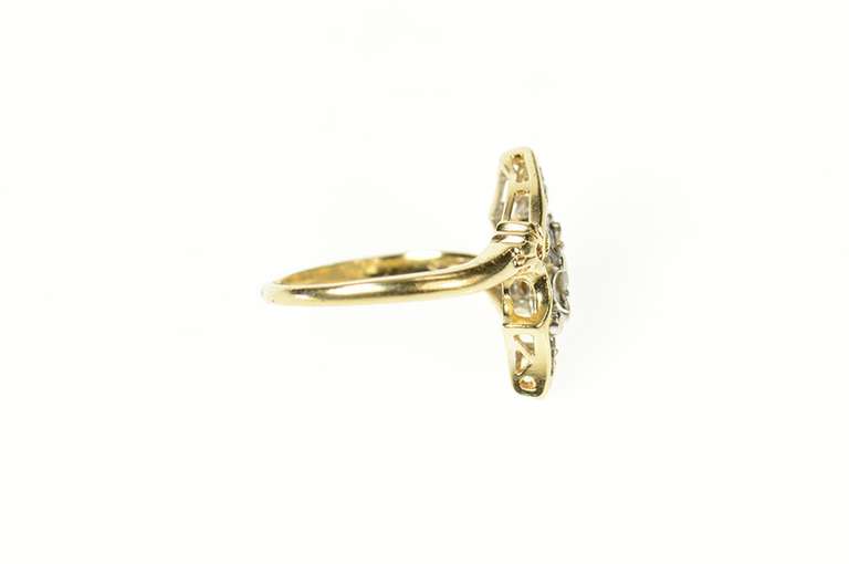 14K Yellow Gold 1930's Diamond Ornate Engagement Bypass Ring