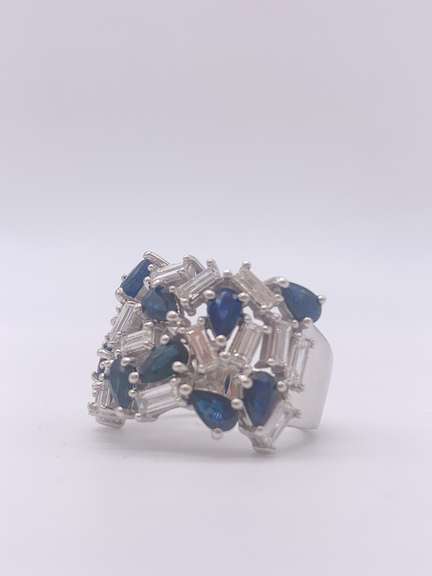 14kt Gold, Blue Sapphire & Diamond Ring