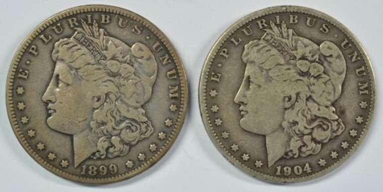 Key dates 1899-S & 1904-S Morgan Silver Dollars