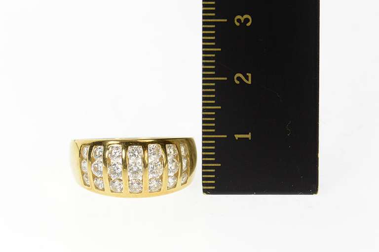 14K Yellow Gold Graduated Striped Channel CZ Statement Band Ring