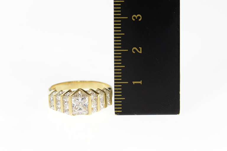 10K Yellow Gold Princess Cubic Zirconia Travel Engagement Ring