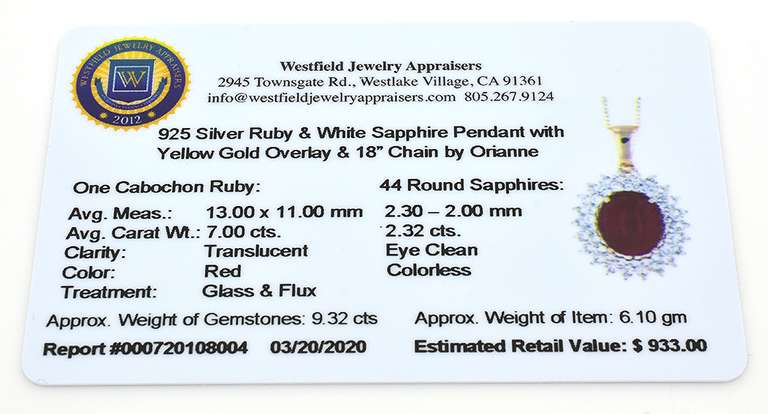 Sparkling Cabochon-Cut 7.00CTS Star Ruby & Sapphire Necklace in Vermeil