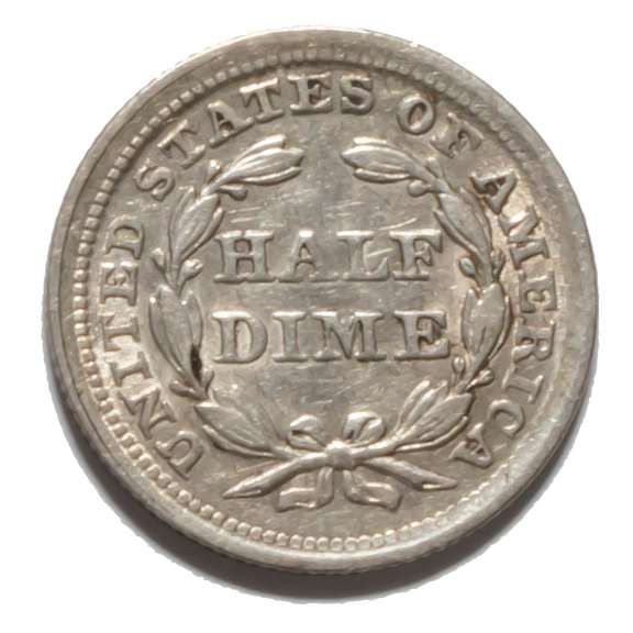 1857 Strong Near Unc Die Clash Seated Half Dime