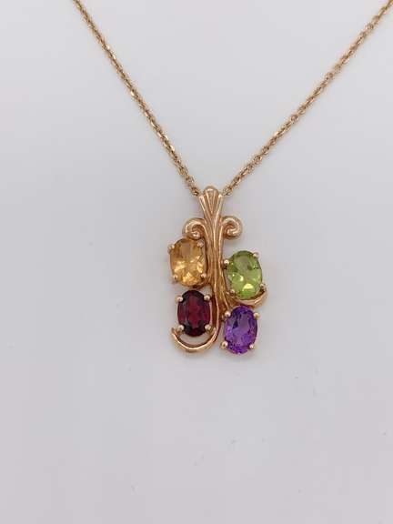 14kt Yellow Gold Gemstone Pendant Necklace