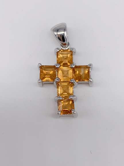 14kt Gold Gemstone Cross Pendant