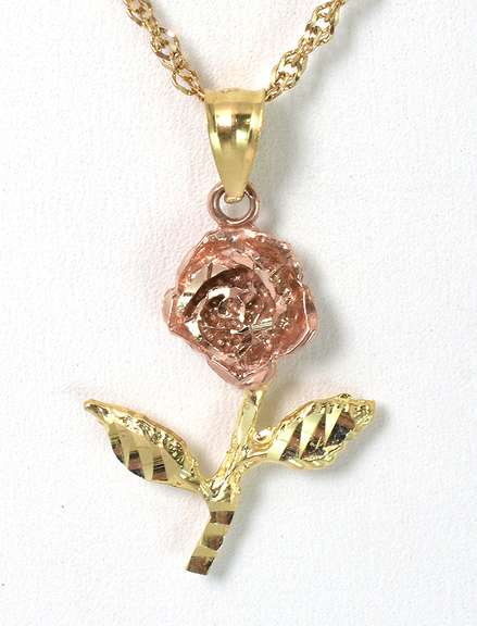 Sweet Rose Necklace in Two-Tone 10KT & 14KT Gold