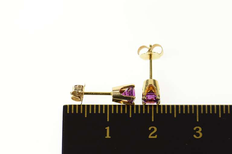 14K Yellow Gold Classic Sim. Amethyst Solitaire Stud Earrings