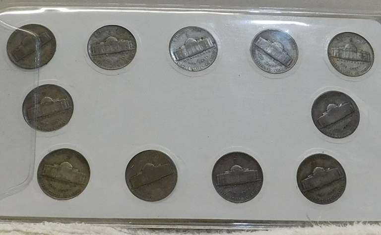 Silver War Nickel Complete Set, circ.  1942-1945