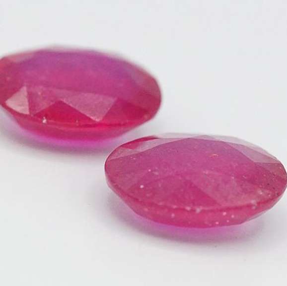 PAIR OF VIOLET RED NATURAL RUBY OVAL CUT