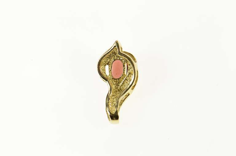10K Yellow Gold Garnet Diamond Accent Wavy Statement Pendant