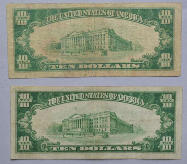 2 1929 Series NY $ 10 National Currency Notes