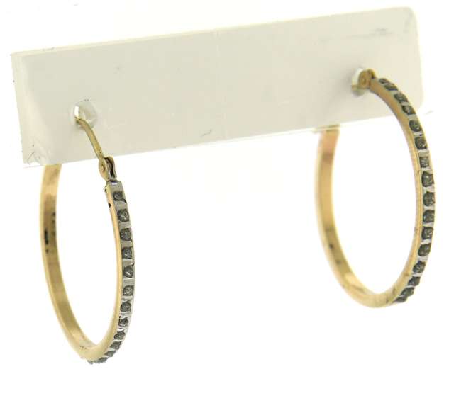 Stunning Yellow Gold Diamond Hoop Earrings