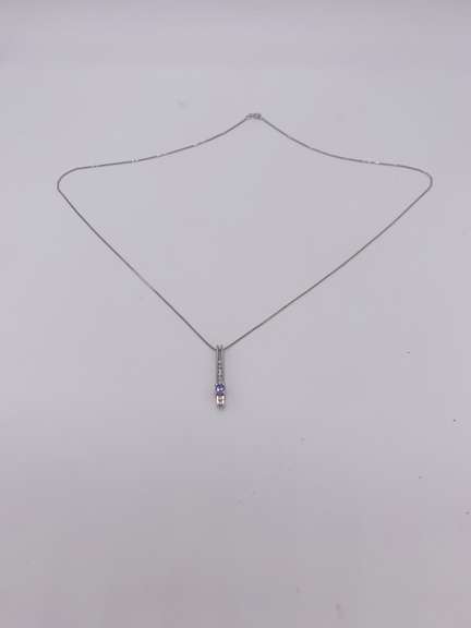 14kt Gold, Tanzanite, & Diamond Pendant Necklace