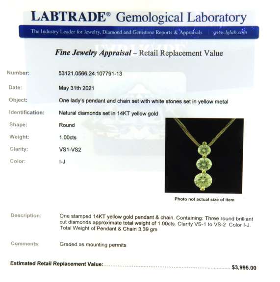 Dreamy Yellow Gold 1ctw RBC Diamond Pendant on Chain