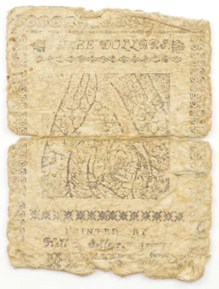 1779 Colonial Maryland - Baltimore 3 Dollars Spanish Milled Note