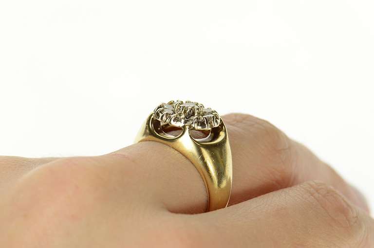 14K Yellow Gold 0.65 Ctw Classic Round Diamond Cluster Ring