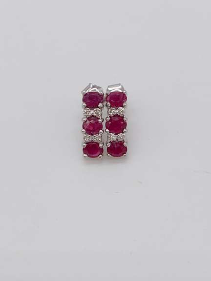 14kt Solid Gold Ruby & Diamond Earrings