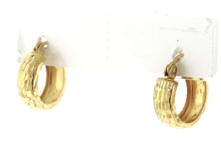 Nice Yellow Gold Textured Mini Hoop Earrings