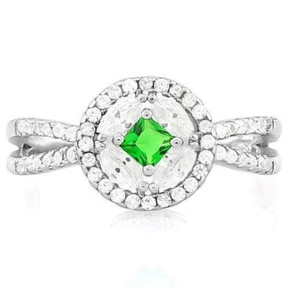 SPARKLING! EMERALD STERLING SILVER RING