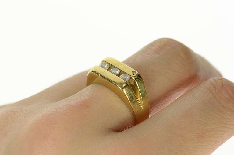 14K Yellow Gold Men's Squared Diamond Statement Wedding Ring