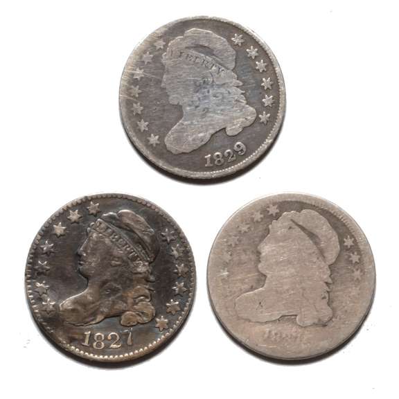 1827 1829 & 1837 Bust Dimes