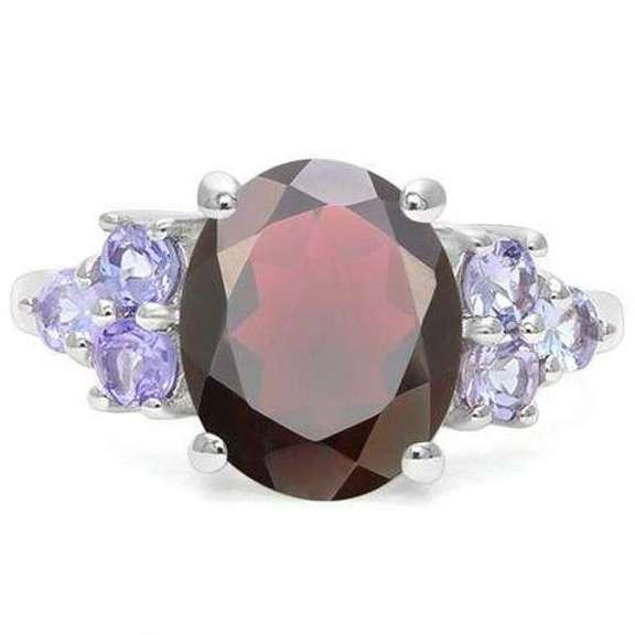 4.28 CT GARNET & 2/3 CT TANZANITE 18K GOLD PLATED RING