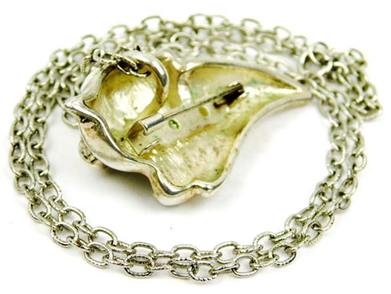 Signed Heavy Silver Tiger Pin/Pendant with Chain