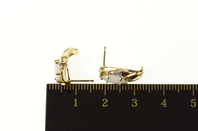 10K Yellow Gold Marquise Opal Diamond Accent Classic Earrings