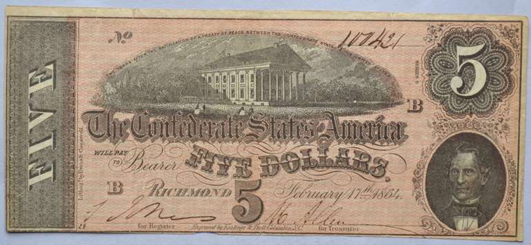$ 5 1864  Confederate States Note
